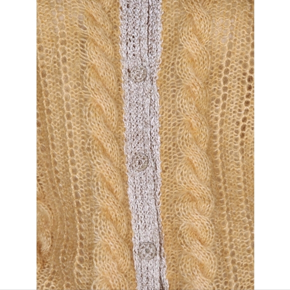 Vtg Mohair Wool knit drawstring cardigan sweater M/L - Picture 5 of 12